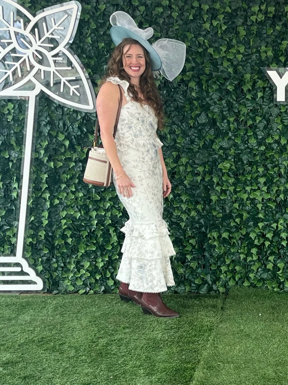 V. Chapman Ivory Floral Ruffle Midi Dress - Picture 7 of 7